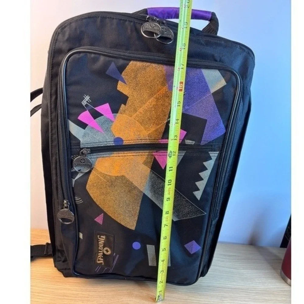 Spalding Duffel Bag Vintage 90s Geometric‎ Abstract Black Pink Purple Travel Bag